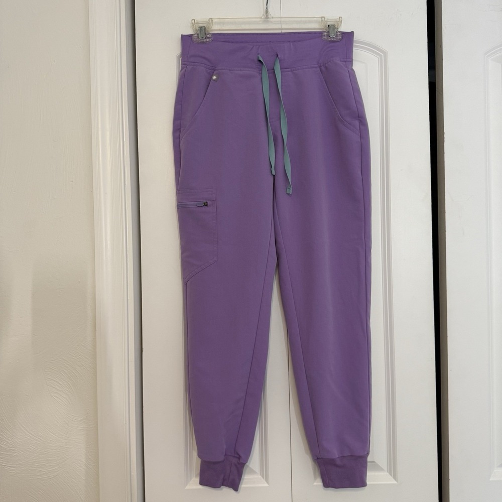 Figs Womens Zamora Scrub Pants Joggers Espresso Size X-Small Petite Purple EUC